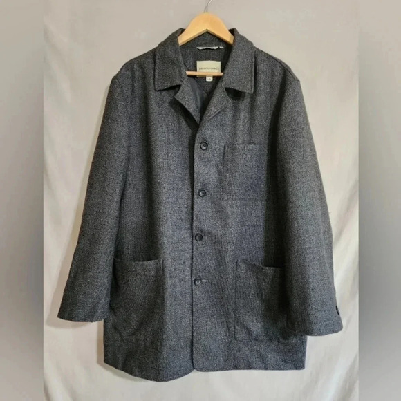 Men's Pronto Uomo Wool Coat, Gray/Black, Size Large, Pre-Owned - Picture 1 of 7